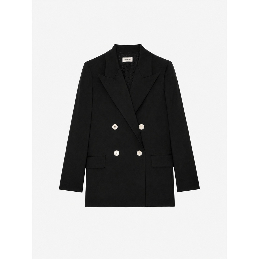 Zadig & Voltaire Women's Views Wool Blazer Black Sz 36 Quiet Luxary Academia